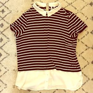 Black and white striped blouse